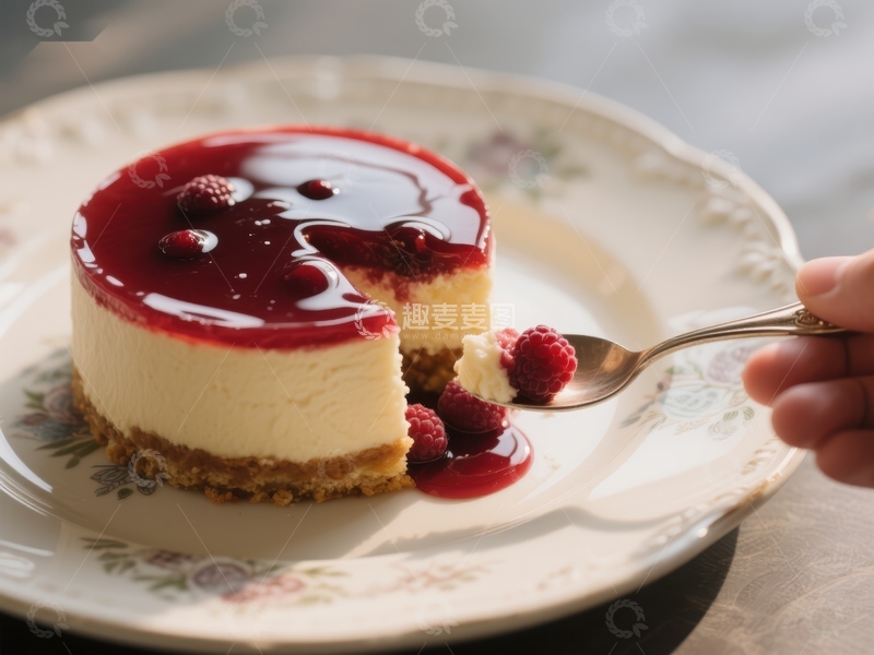 高清大图下载【趣麦麦图】覆盆子酱芝士蛋糕