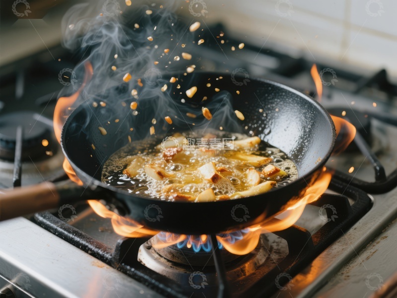 高清大图下载【趣麦麦图】热锅快炒，食材翻飞