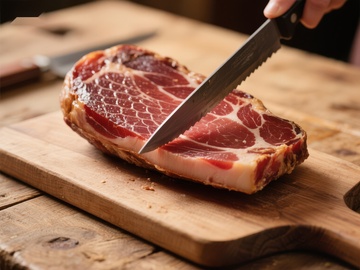 切割新鲜生肉的瞬间