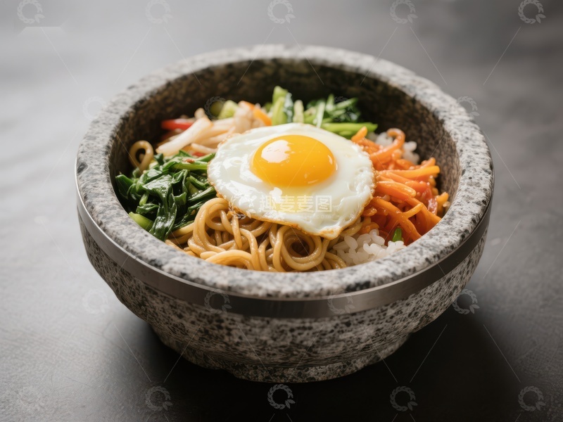 高清大图下载【趣麦麦图】石锅拌饭：色彩丰富的传统美食