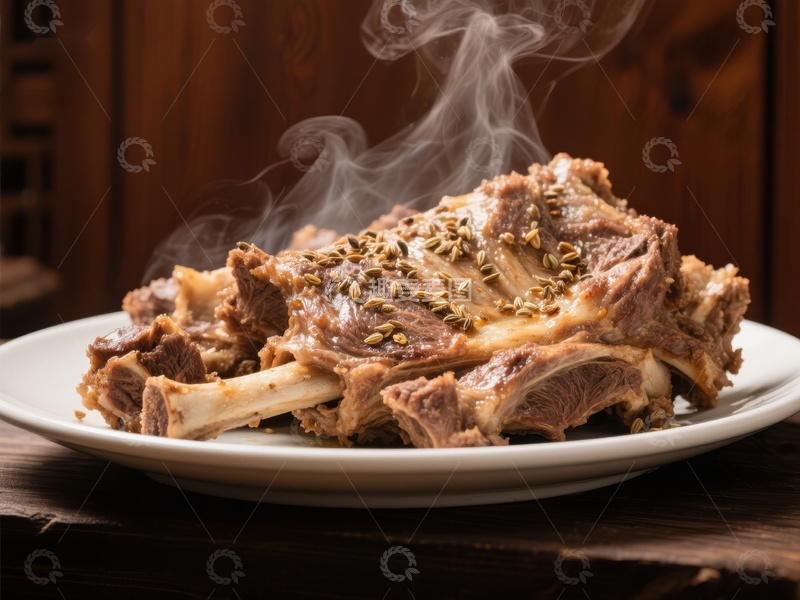 高清大图下载【趣麦麦图】热腾腾的香料烤羊排