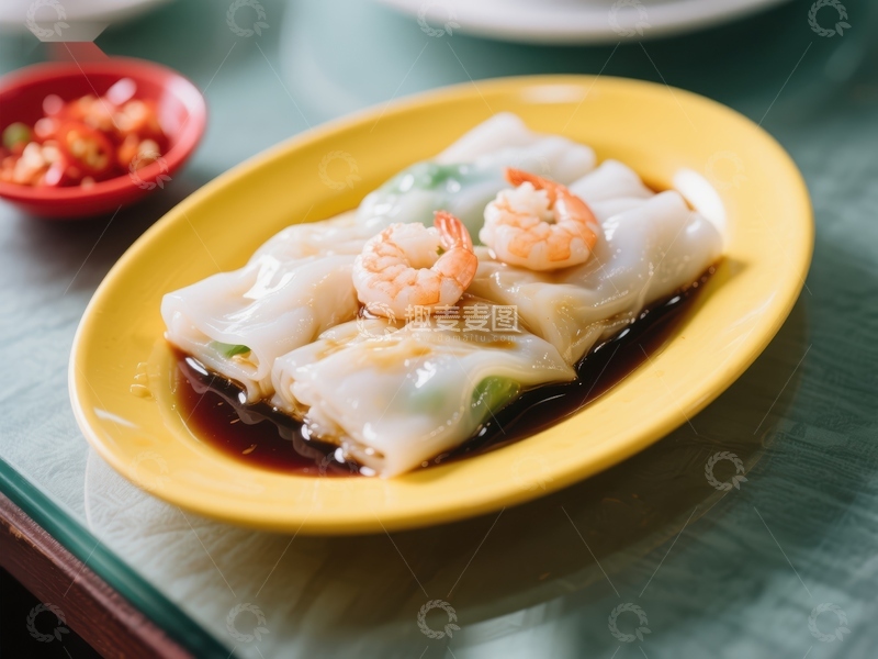 高清大图下载【趣麦麦图】鲜虾肠粉，美味粤式小吃