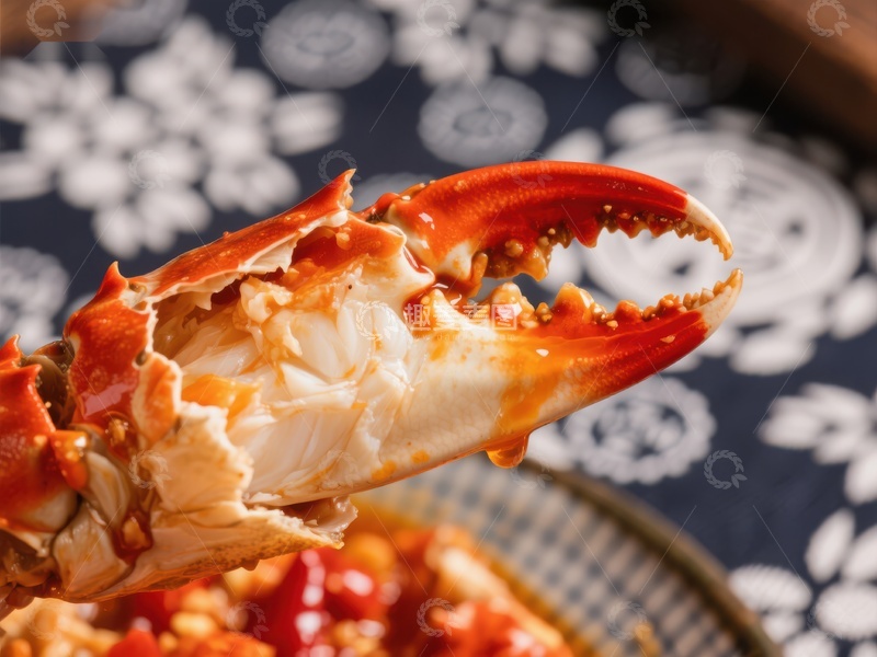 高清大图下载【趣麦麦图】美味蟹钳特写，酱汁浓郁诱人