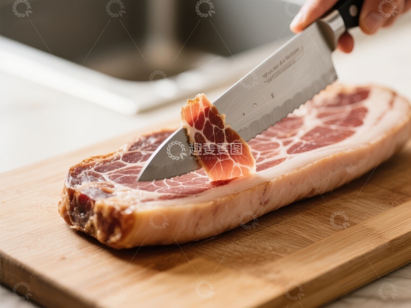 高清大图下载【趣麦麦图】切割腌制肉片的瞬间