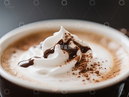 热巧克力配奶油与可可粉