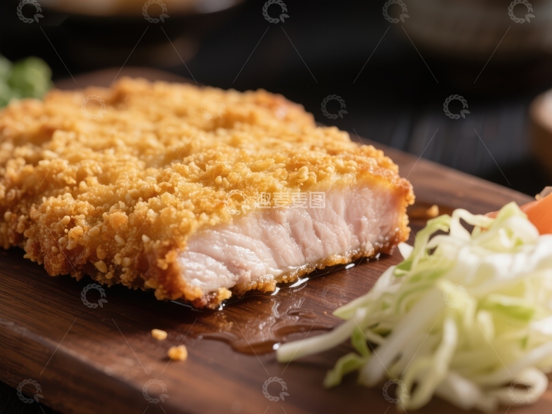 高清大图下载【趣麦麦图】酥脆猪排配生菜沙拉
