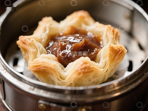 酥皮点心蒸笼中热腾腾
