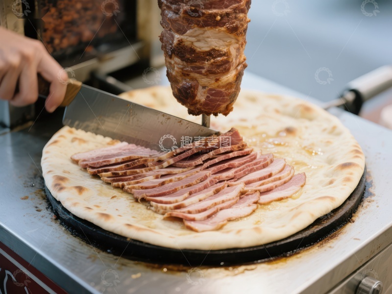 高清大图下载【趣麦麦图】烤肉卷饼制作过程