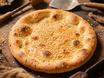 香脆芝麻面包，传统手工制作