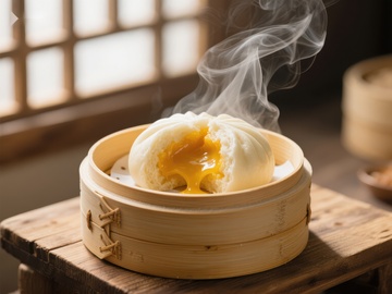 热气腾腾的流沙包