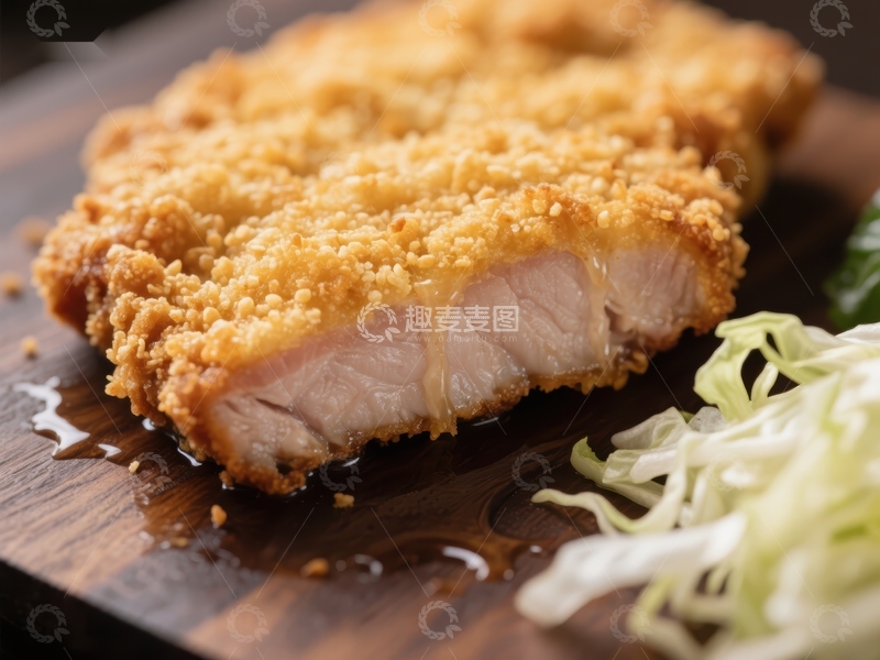 高清大图下载【趣麦麦图】酥脆炸肉排配生菜