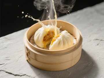 热气腾腾的蒸笼包子