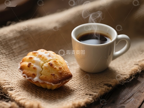 热咖啡与小蛋糕的温馨组合