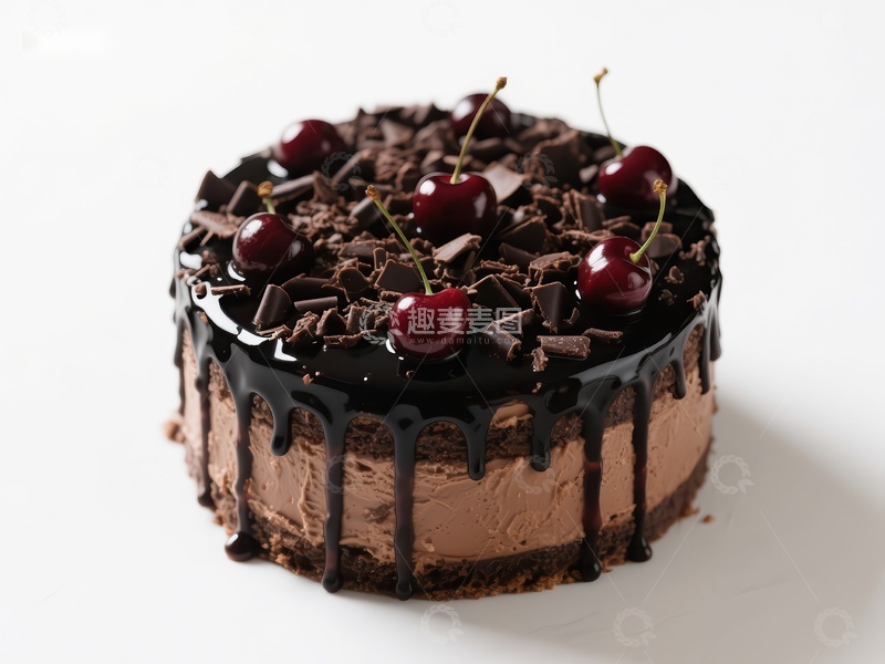 高清大图下载【趣麦麦图】巧克力蛋糕配樱桃和碎巧克力