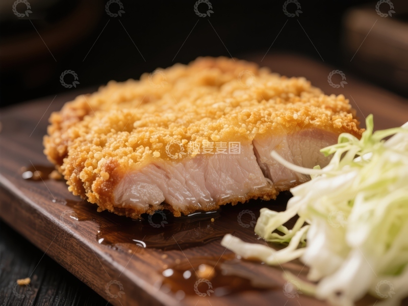 高清大图下载【趣麦麦图】酥脆炸猪排配卷心菜