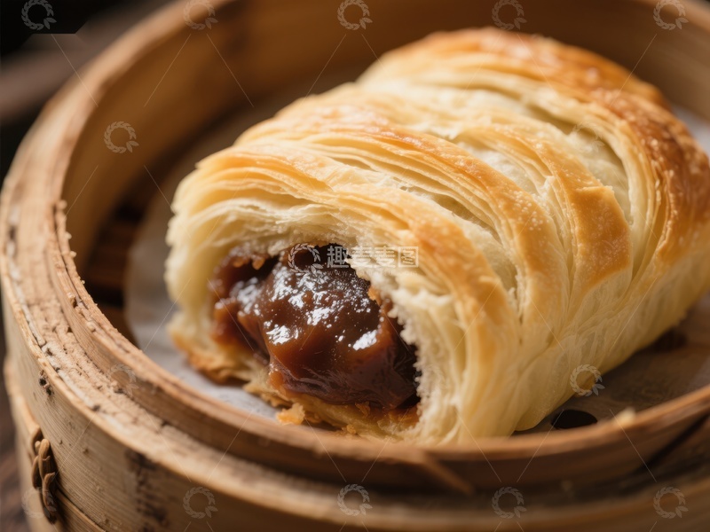 高清大图下载【趣麦麦图】金黄酥皮包裹浓郁馅料的点心
