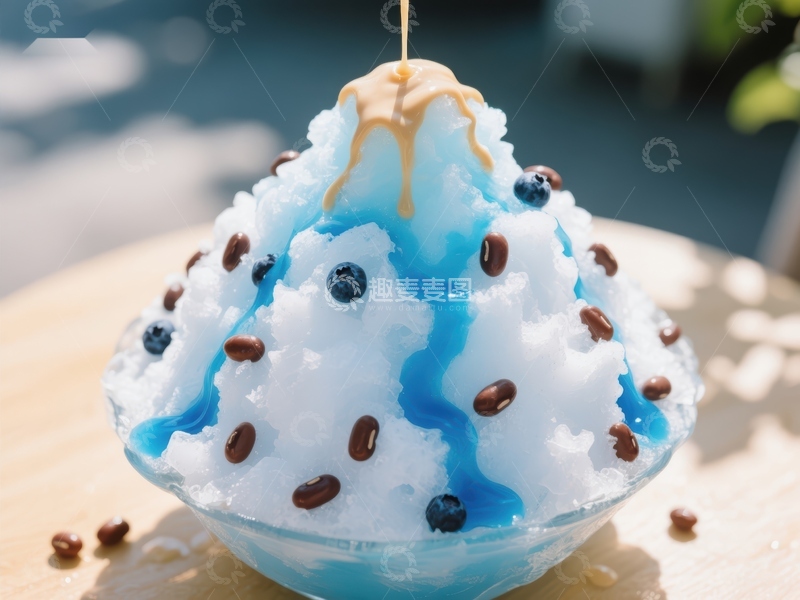 高清大图下载【趣麦麦图】蓝莓巧克力酱刨冰