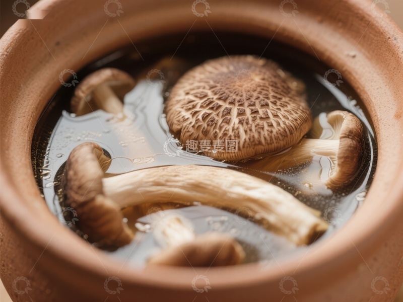 高清大图下载【趣麦麦图】陶瓷锅中的鲜美蘑菇汤