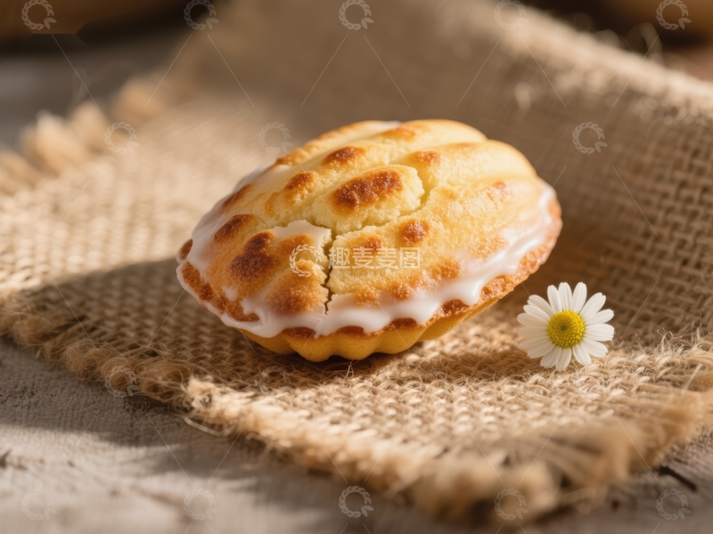 高清大图下载【趣麦麦图】酥皮糕点配白霜与雏菊