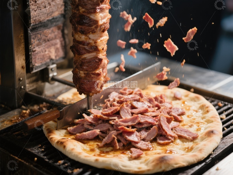 高清大图下载【趣麦麦图】烤肉披萨制作瞬间