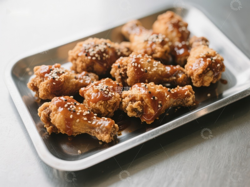 高清大图下载【趣麦麦图】酱汁鸡翅，撒芝麻，摆盘精美