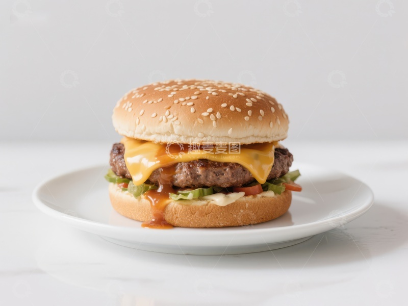 高清大图下载【趣麦麦图】经典芝士汉堡特写