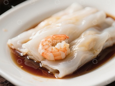鲜虾肠粉，淋上酱油的美味