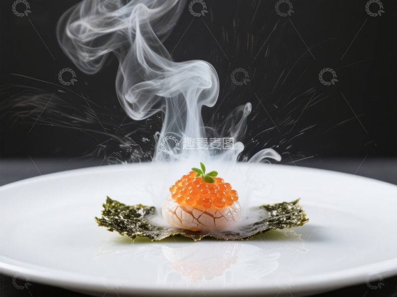 高清大图下载【趣麦麦图】烟雾缭绕的精致鱼子酱料理