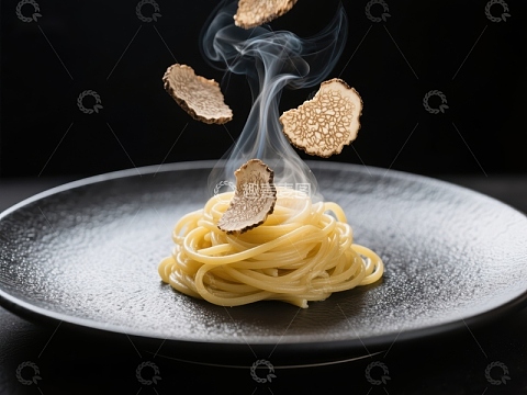热腾腾的意面与松露片