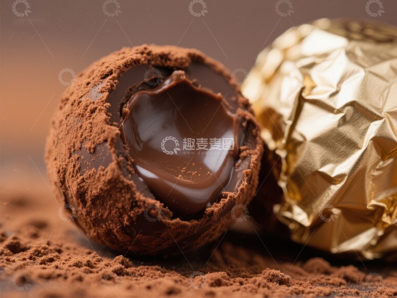 高清大图下载【趣麦麦图】巧克力球半开，金箔包裹