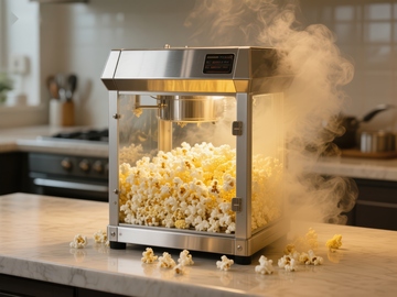 厨房中的爆米花机正在制作新鲜爆米花