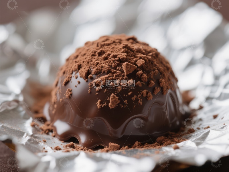 高清大图下载【趣麦麦图】巧克力球撒可可粉特写