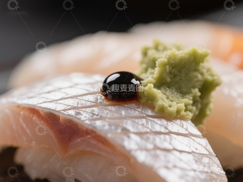 高清大图下载【趣麦麦图】精致寿司配酱油和芥末