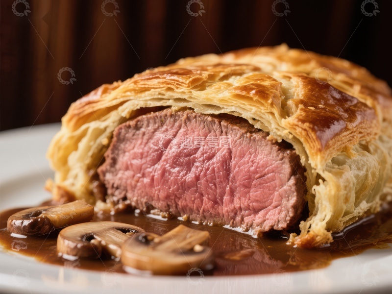 高清大图下载【趣麦麦图】酥皮包裹的嫩烤牛肉配蘑菇酱