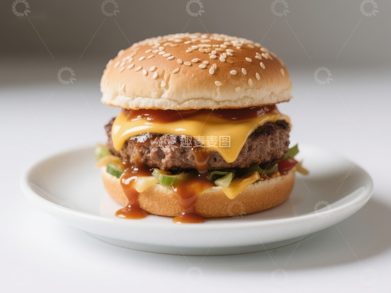 高清大图下载【趣麦麦图】经典芝士汉堡特写