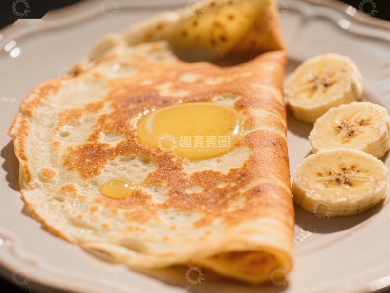 高清大图下载【趣麦麦图】-蜂蜜香蕉煎饼美食特写