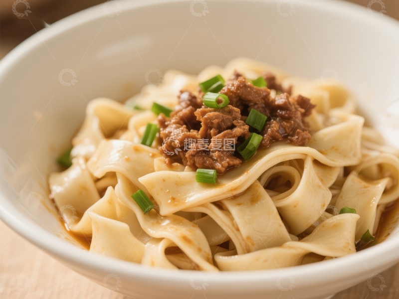 高清大图下载【趣麦麦图】碗装面条配肉酱和葱花