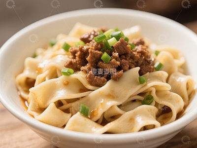 牛肉酱拌面，撒葱花的美味佳肴