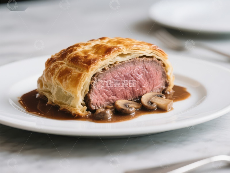 高清大图下载【趣麦麦图】酥皮包裹的牛肉配蘑菇酱