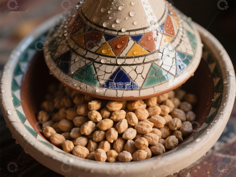高清大图下载【趣麦麦图】陶瓷塔吉锅与鹰嘴豆