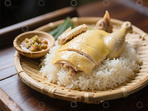 海南鸡饭：美味鸡肉配白米饭