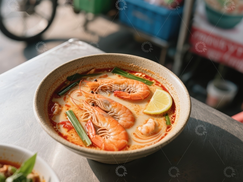 高清大图下载【趣麦麦图】泰式酸辣汤配大虾