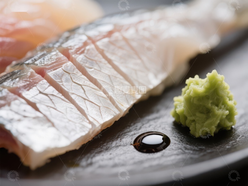 高清大图下载【趣麦麦图】精致生鱼片配芥末与酱油