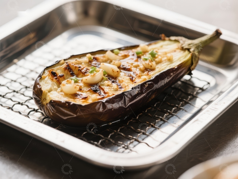 高清大图下载【趣麦麦图】烤制茄子配蒜蓉