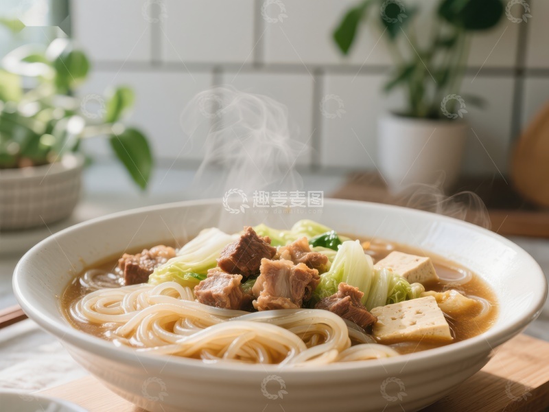 高清大图下载【趣麦麦图】热腾腾的牛肉粉丝汤