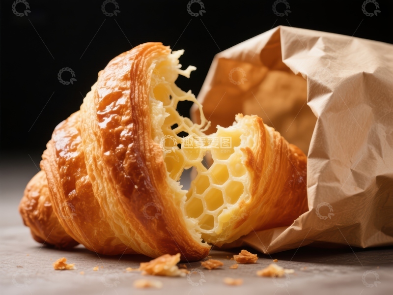 高清大图下载【趣麦麦图】新鲜出炉的羊角面包特写