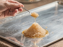 蜂蜜缓缓倒入砂糖堆