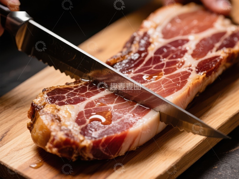 高清大图下载【趣麦麦图】切片风干肉，展示纹理与色泽
