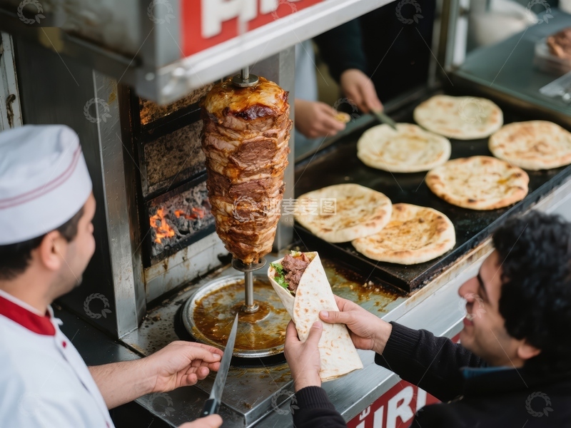 高清大图下载【趣麦麦图】街头烤肉摊制作美食