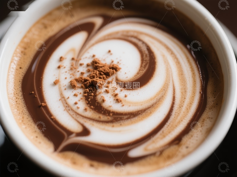 高清大图下载【趣麦麦图】浓郁咖啡上的艺术拉花